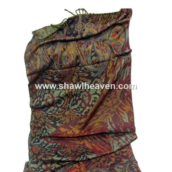 multi animal print wool stole